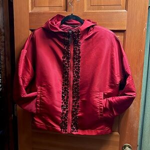 Escada deep red embellished bomber style jacket. Size 42 (US 8-10)